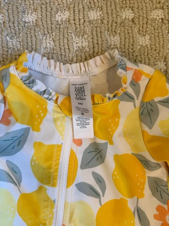 Baby Lemon Print Long Sleeve Zipper Romper - Picture 2 of 2